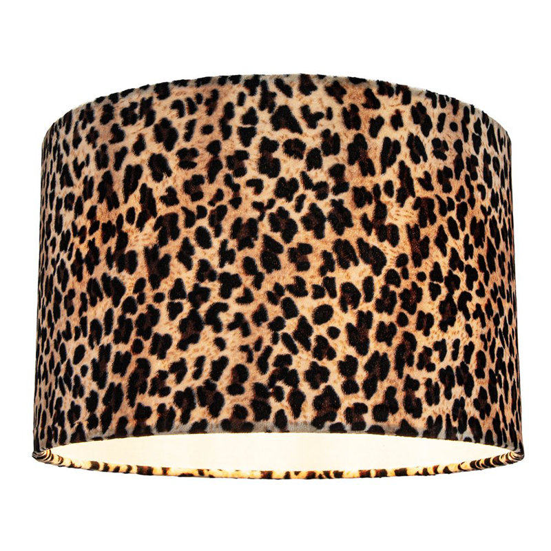 Contemporary and Vivid Peacock Print Table/Pendant Lamp Shade in Soft Cotton, Grey/Black Leopard, 20cm H x 30cm W x 30cm D