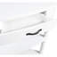 Table de coin de 86 cm (33,8 po) pour petits espaces, blanc laiteux, pieds en bois massif et style élégant. Table blanche à 3 niveaux pour espaces étroits - Idéale pour le salon, la chambre à coucher, la salle de bain, le corridor ou le balcon. Installation facile.