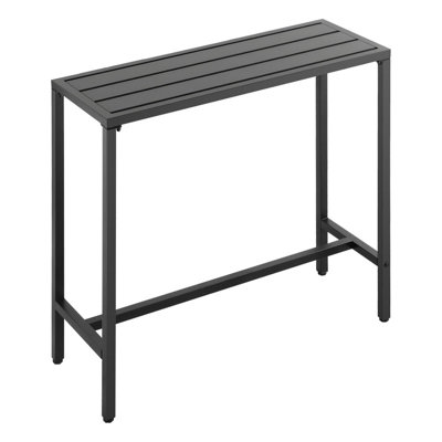 Table de bar d'extérieur, table de bar 39,4 x 15 po, plateau imperméable et structure en métal robuste, tables de salle à manger rectangulaires à hauteur de comptoir, mobilier d'extérieur pour balcon, cour, bain à remous, bord de piscine, intérieur