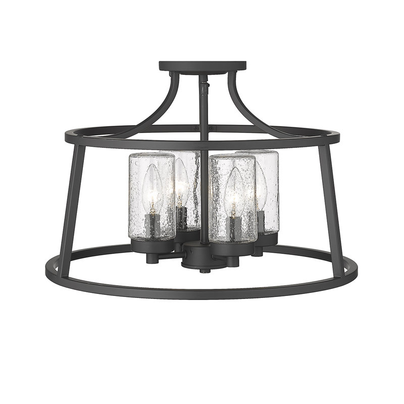 Plafonnier semi-encastré 4 lumières Errol noir mat, Matte Black