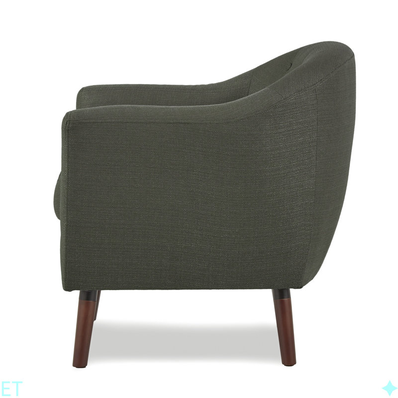 Chaise d'appoint rembourrée en tissu et pieds en bois massif capitonnés, Gris