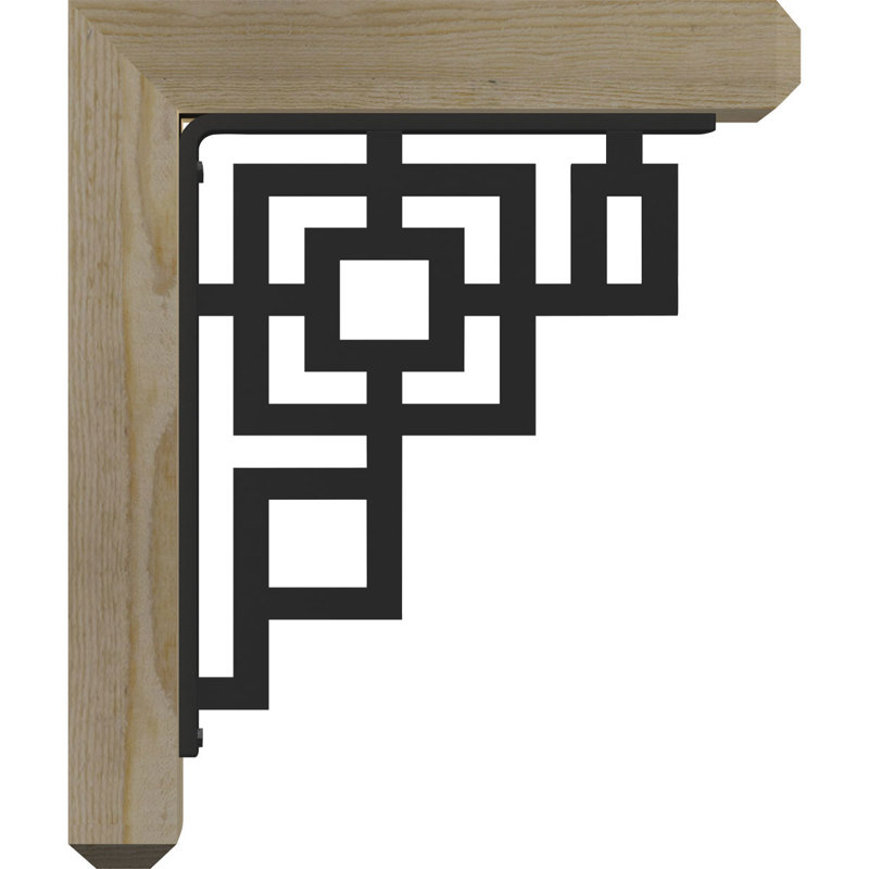 Eris Single Brace Craftsman Iron Crest Bracket, 20"H x 18"D, 4"W x 4"T Douglas Fir (Rough Sawn)