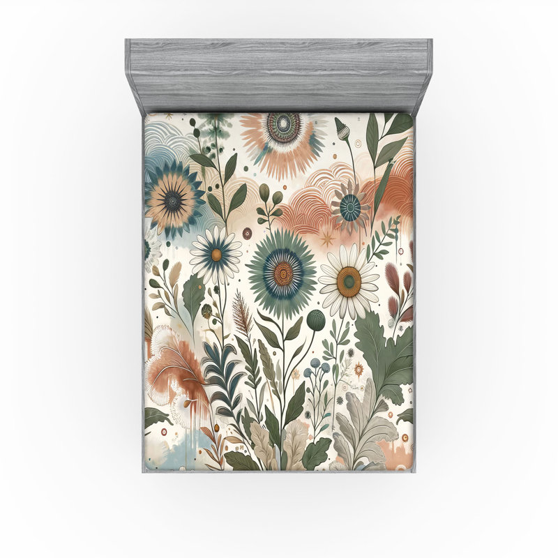 Microfiber Floral Fitted Sheet, King Fitted Sheet