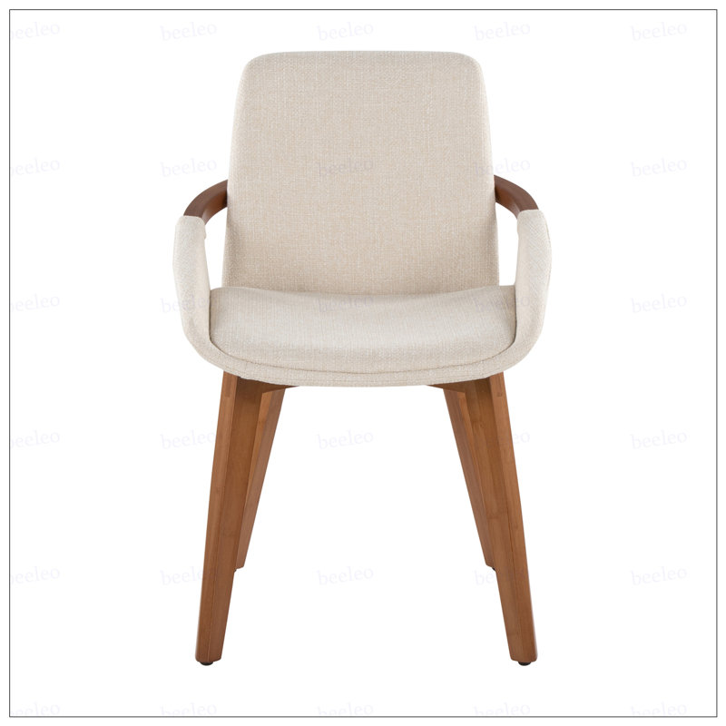 Chaise en bambou noyer et tissu crème
