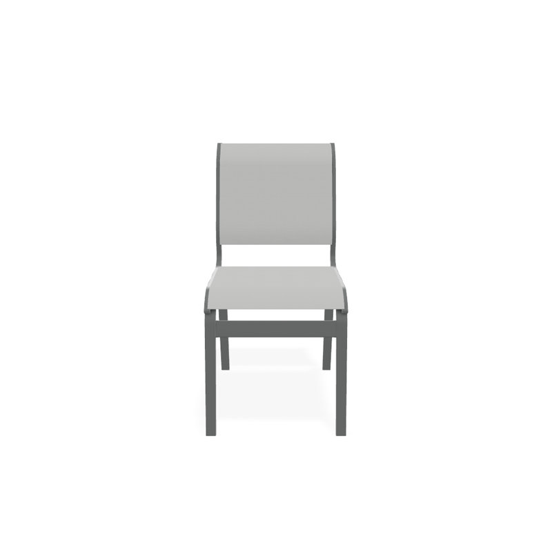 Chaise d'appoint de salle à manger Hiraku, Blanc 6D Sunbrella®, Graphite texturé
