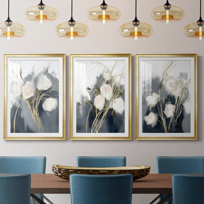 FLORAL Series DCLxxxi - Impression encadrée sur mesure de qualité supérieure - 3 pièces