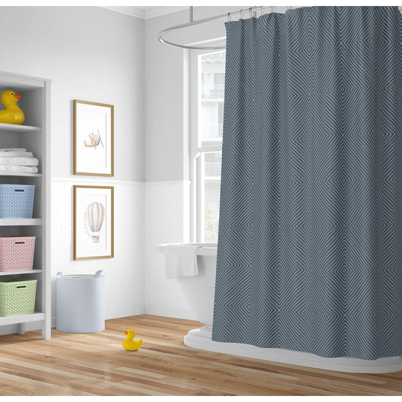 Eye Chev Ultra-Thin Lightweight Shower Curtain, Blue Chevron / Zig Zag