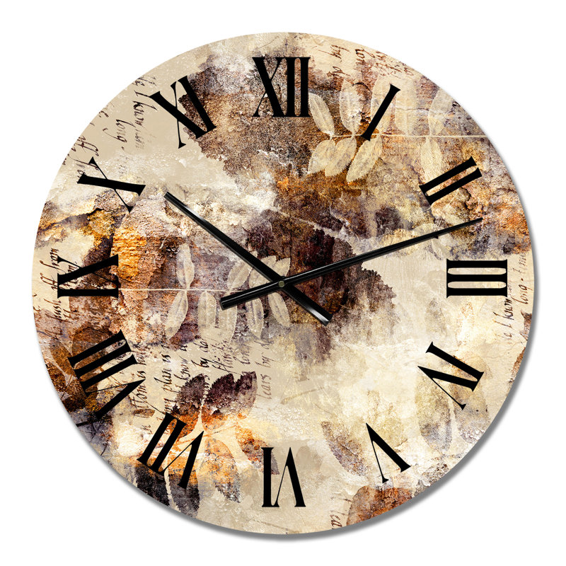 Horloge murale brune à motif grunge orange et gris, Petit