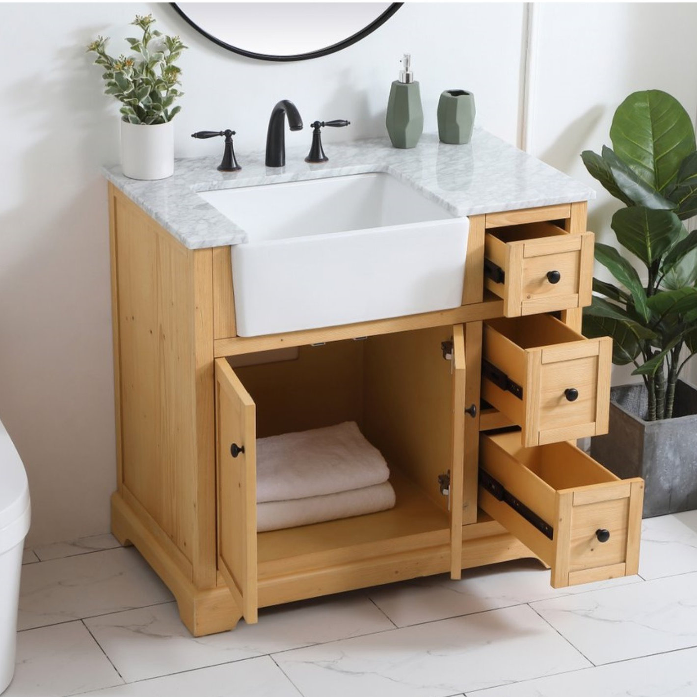Pardue 36'' Single Bathroom Vanity, Natural Wood
