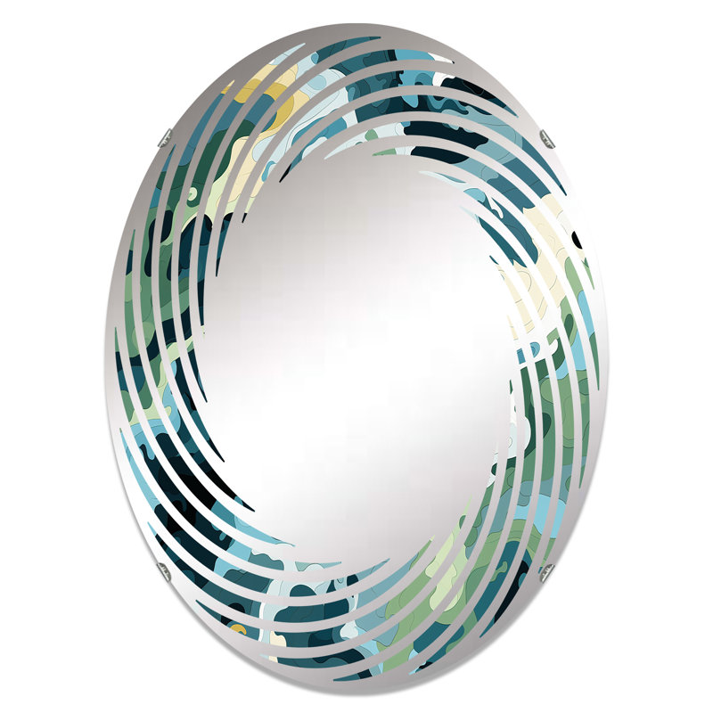 Motifs nomades - Miroir mural spirale ovale, L 24 po x H 36 po