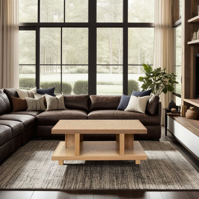 Table basse 49 po - Finition naturelle chêne massif et placage Vaste espace 49 po massif et placage Urban Loft
