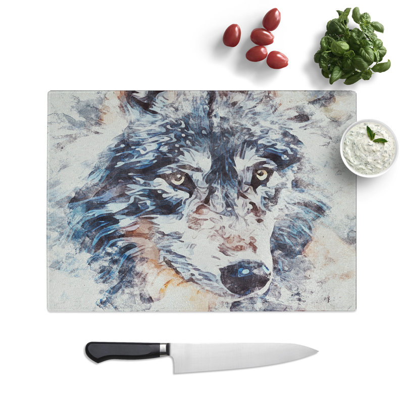 Tempered Glass the Eyes of a Wolf Chopping Board, 28.5 cm x 39 cm