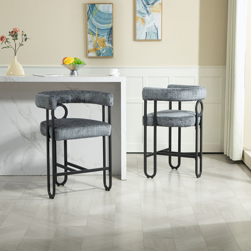 Chenille Bar Stools, Gray, 2