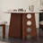 White&Walnut Round Sintered Stone Dining table-375124524