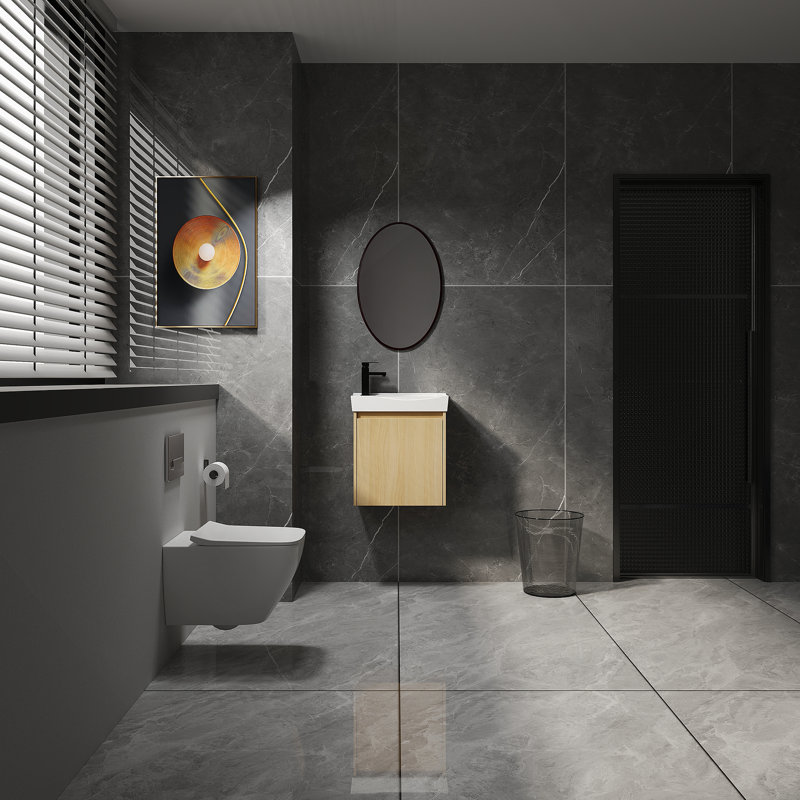 Ensemble de meuble-lavabo mural 20 po avec lavabo en céramique, armoire de rangement avec portes, ensemble d'armoire de salle de bain