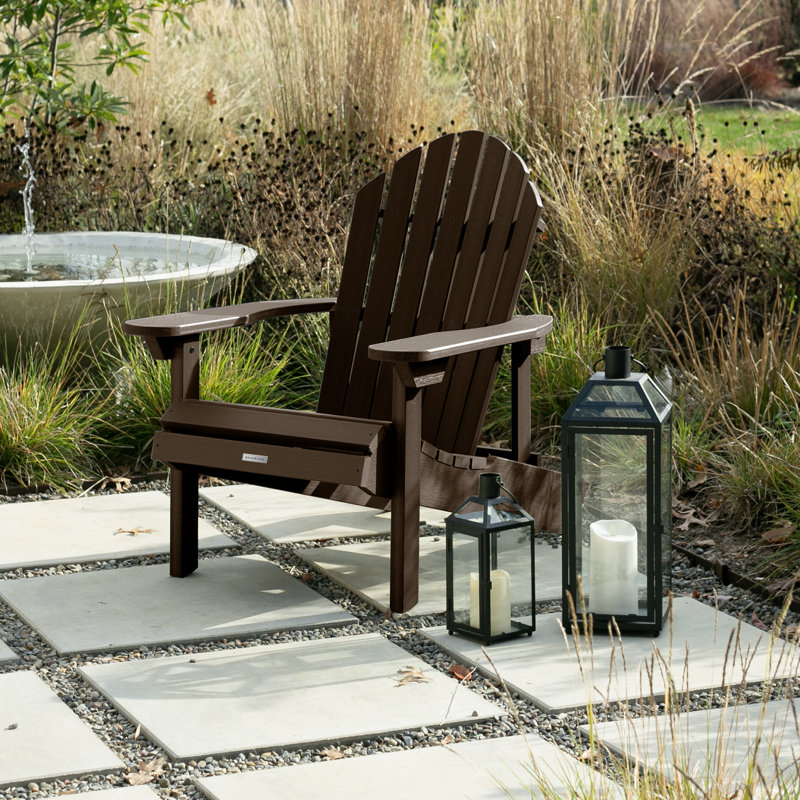 Anette Plastic Folding and Reclining Adirondack Chair, Weathered Acorn