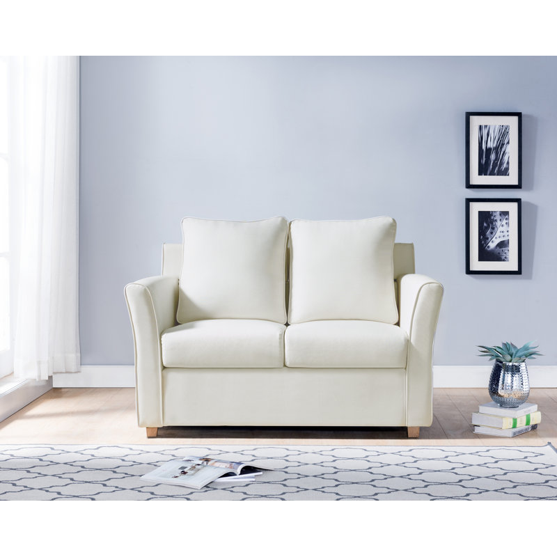 Flossmoor 52.25'' Faux Leather Loveseat, Cream Faux Leather