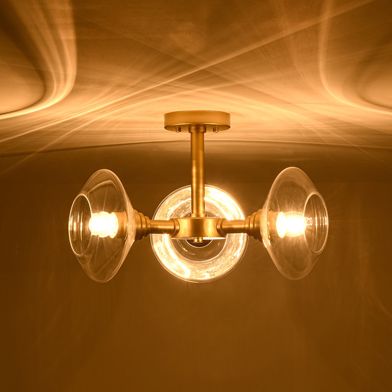 3-light Glass Semi-flush Mount