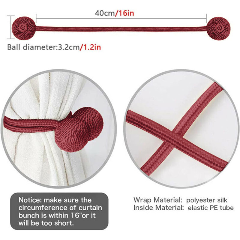 Ensemble de 2 embouts pour rideaux magnétiques 18,5 po, Rouge