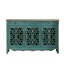 Banc de rangement bleu en bois manufacturé
