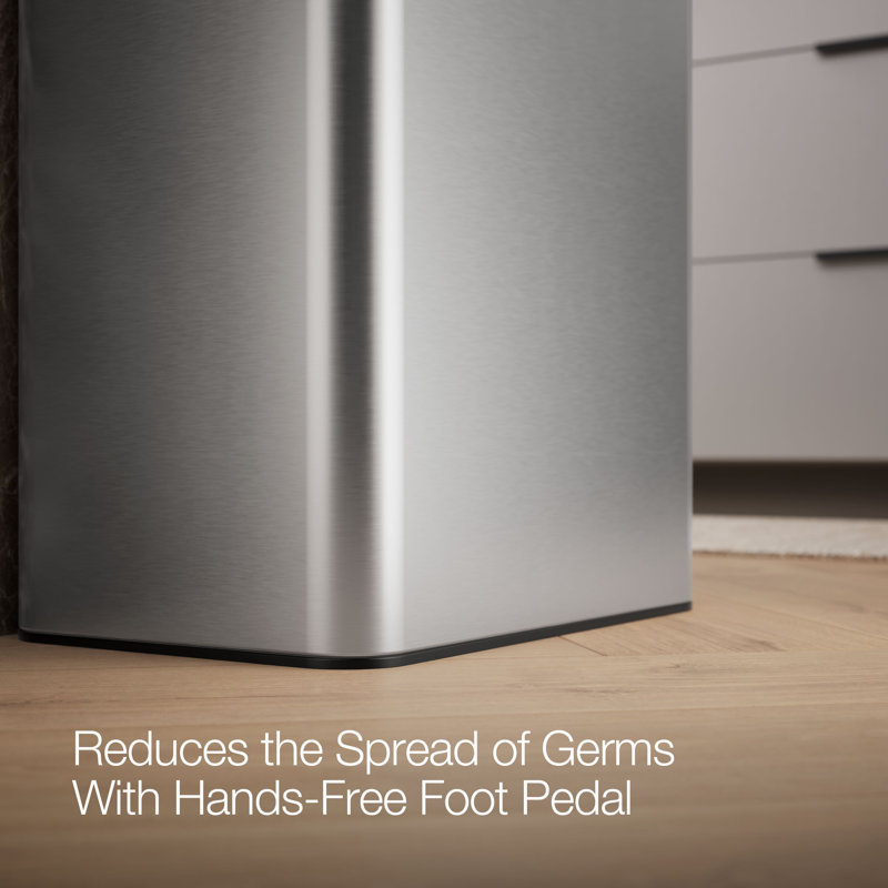 13-Gallon Touchless Stainless Steel Trash Can, Stainless