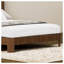 Base de lit plateforme en noyer grand avec tête de lit et tablettes de rangement, support en métal de conception moderne Wave