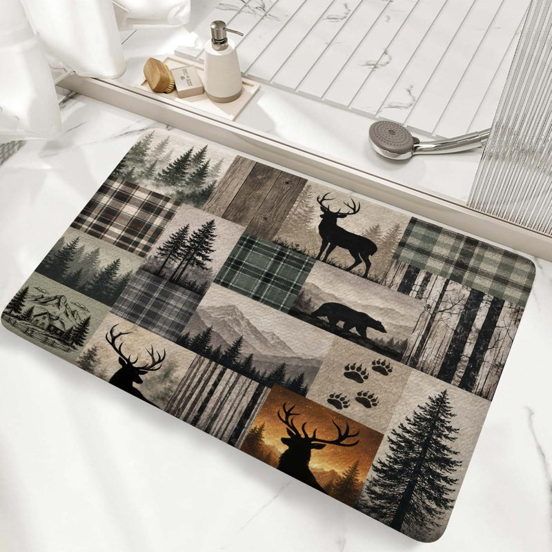 Tapis de salle de bain rustique Woodland, Simple - L 24 po x l 16 po