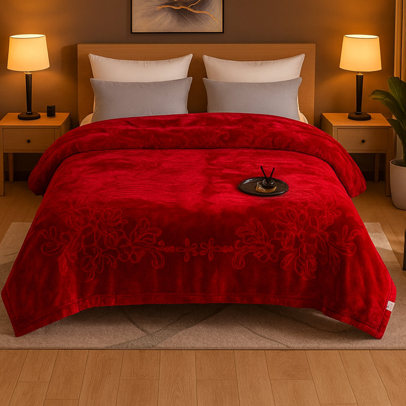 Couverture CloudNest Blue Comfort - super douce et chaude et très grande, Bourgogne