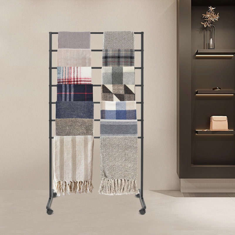 Organisateur de porte-foulard en métal 7 niveaux, Noir mat