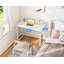 Bureau d'ordinateur compact pour bureau à domicile et bureau, table d'écriture peu encombrante avec crochets pour casque d'écoute, structure en métal robuste et bureau imperméable, conception moderne facile à assembler-451862215