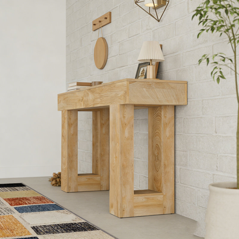 Wooden Sofa Console Table For Entryway, Natural