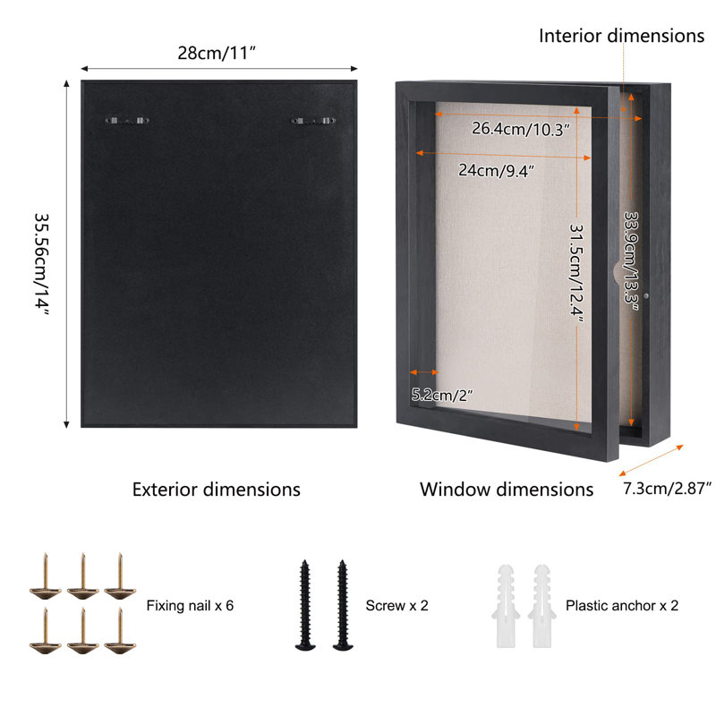 11X14 Shadow Box Frame Memory Box Flower Shadow Box Display Case With Linen Back Glass Magnetic Door For Memorabilia Awards Medals Photos Rustic Black Wall And Tabletop