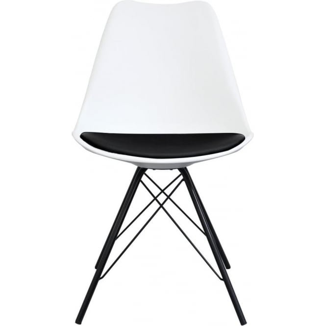 Aneta Plastic Side Chair, Black/White