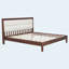 Structure de lit plateforme en bois massif avec tête de lit tapissier en velours beige-1621978457-1621978456