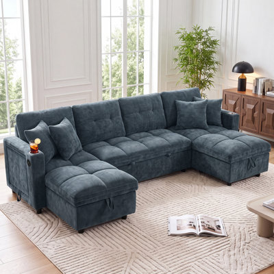 Canapé-lit modulaire en U en chenille de 108 po avec lit escamotable Aenkyo