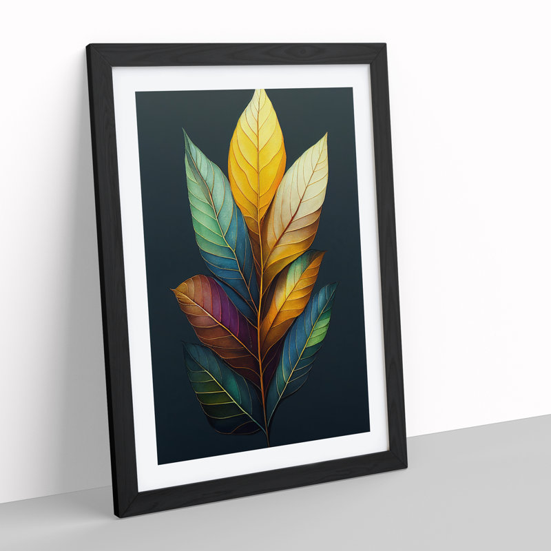 Serene Leaves - Single Picture Frame Print, 34cm H x 25cm W x 2cm D, Black