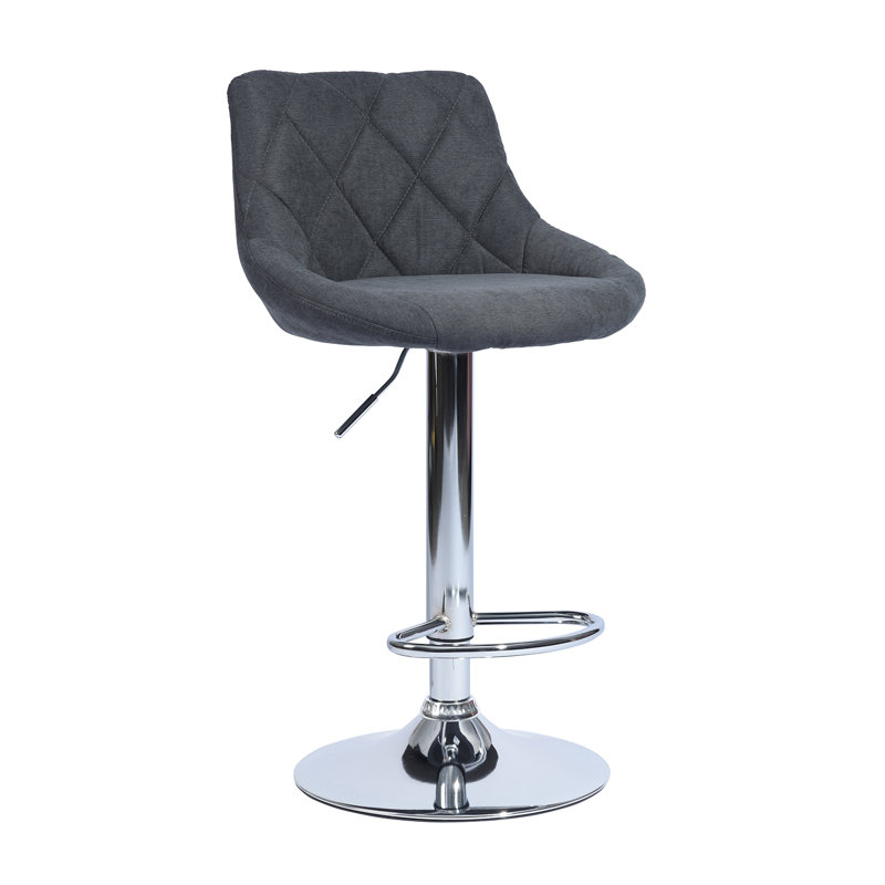 Courtlyn Swivel Upholstered Adjustable Height Counter Stool with Metal Frame, Dark Grey