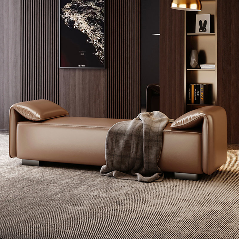 Banc avec revêtement, Brun,  H 16,93 po x l 55,12 po x P 19,69 po