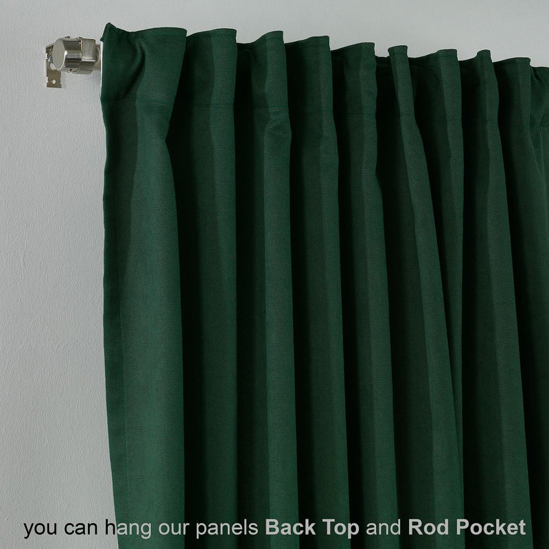 Lined Blackout Extra Long & Extra Wide Custom Made Decorative Single Panel, 100" W x 108" L, Dark Green