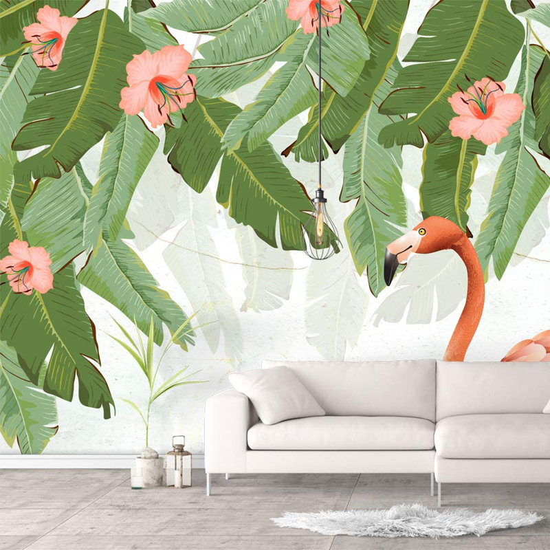 Murale flamant rose, L 66 po x l 96 po