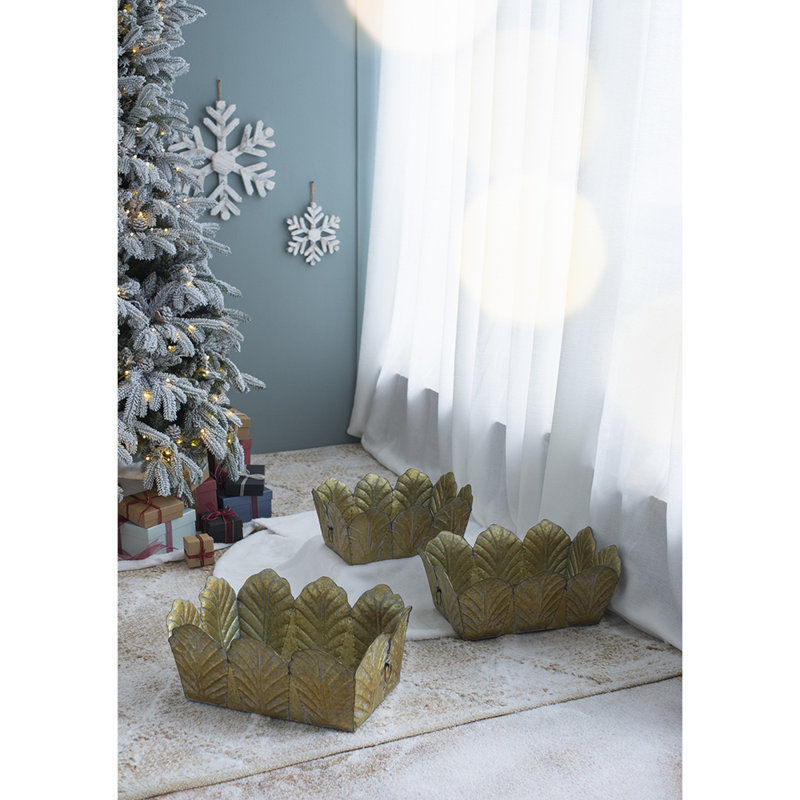 Ensemble de 3 jardinières en métal patiné, L: 22 x 16,7 x 8,3 po, M: 21 x 16,5 x 7,3 po, S: 18 x 13,5 x 7 po