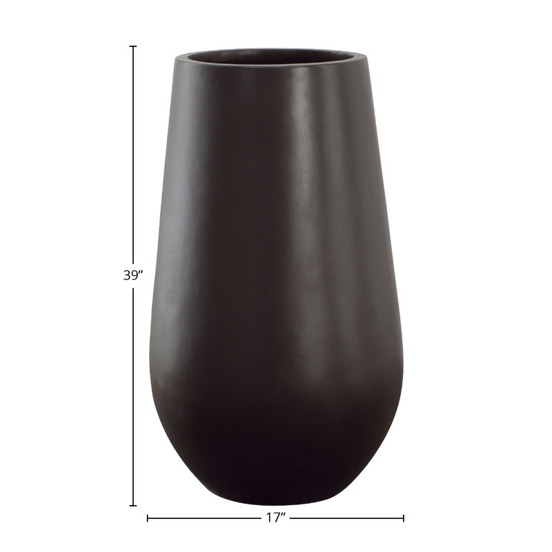 Noelia 40" Tall Concrete Planter, Lava