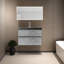 Meuble-lavabo mural moderne de 30 po avec lavabo en quartz noir et tiroirs à fermeture en douceur
