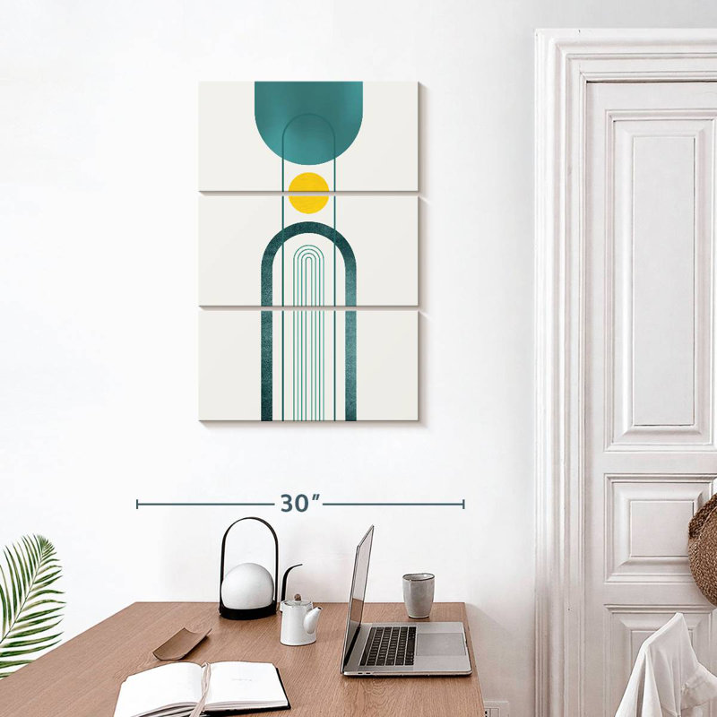 Avery Mid-Century Teal Yellow II, 32" H x 20" W