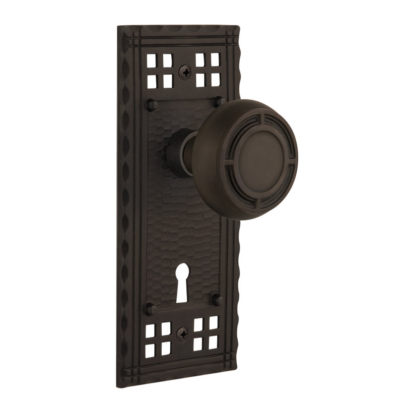 Craftsman Plate with Decorative Keyhole and Mission Door Knob, Oil-Rubbed Bronze