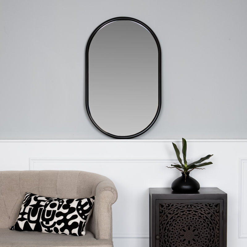 Solid Wood Oval Wall Mirror