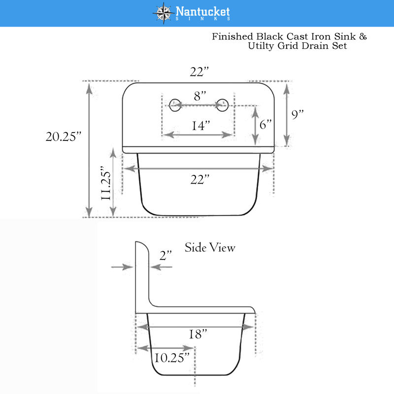 Anchor 22" L x 18" W Wall Mount Laundry Sink, Brushed Nickel