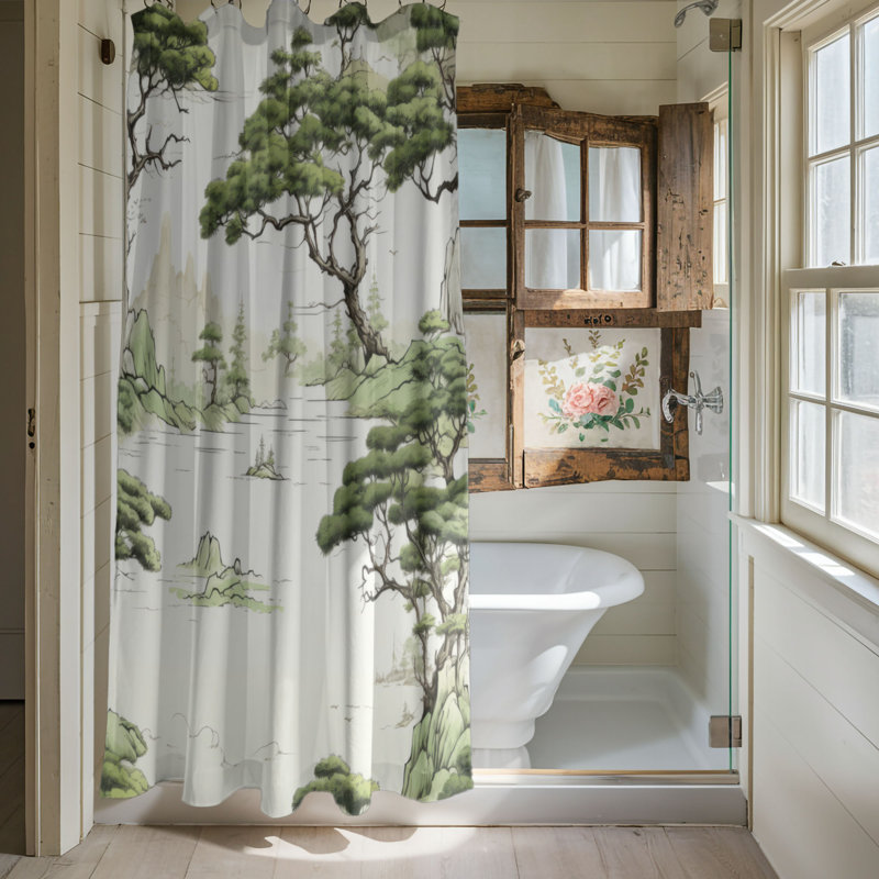 Asian Bush - Rideau de douche Premium, H 74 po x l 71 po