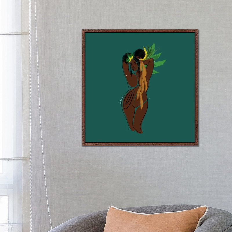 Teal by DeeLashee - Print on Canvas, Classic Brown Wood Framed, 66.04 cm H x 66.04 cm W