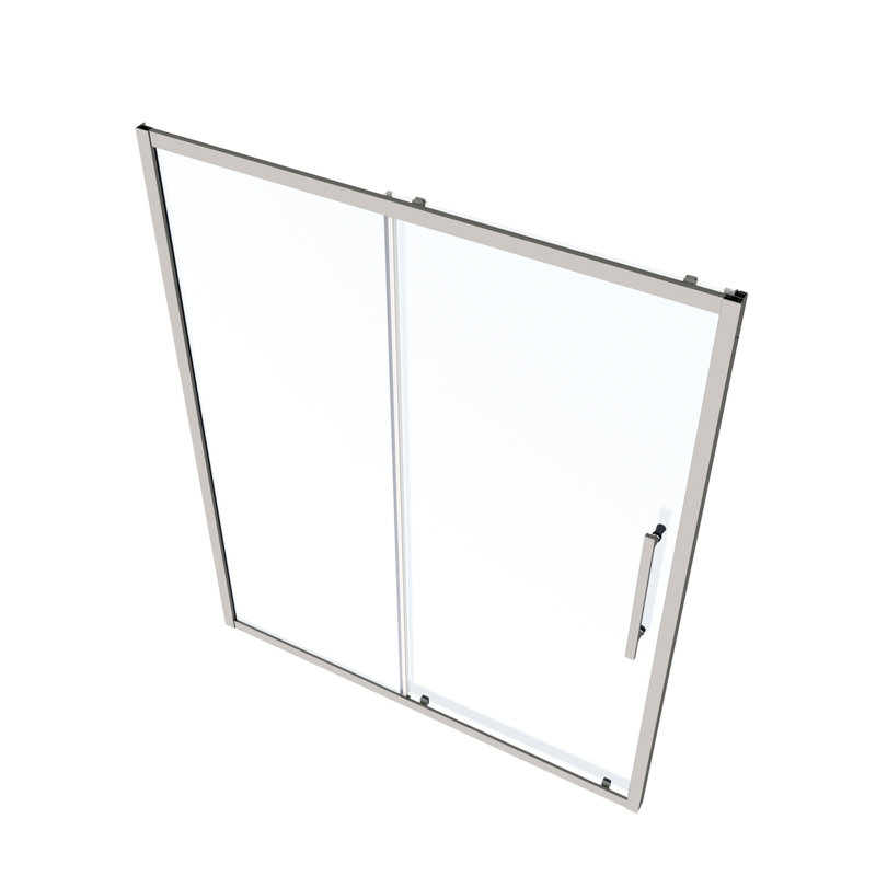 Porte de douche coulissante de 56 à 60 po x H 72 po avec porte en verre trempé de 1/4 po, Chrome chrome